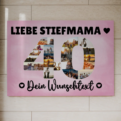 Magnetisches Fotoboard mit Unterschriften 40 Geburtstag Stiefmama
