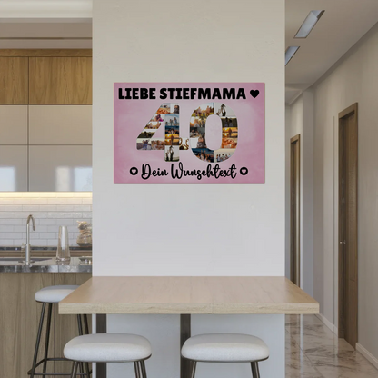 Magnetisches Fotoboard mit Unterschriften 40 Geburtstag Stiefmama