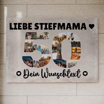 Magnet Poster mit Wunschtext 50 Geburtstag Stiefmama