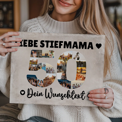 Magnet Poster mit Wunschtext 50 Geburtstag Stiefmama