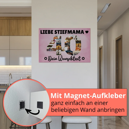 Magnetisches Fotoboard mit Unterschriften 40 Geburtstag Stiefmama