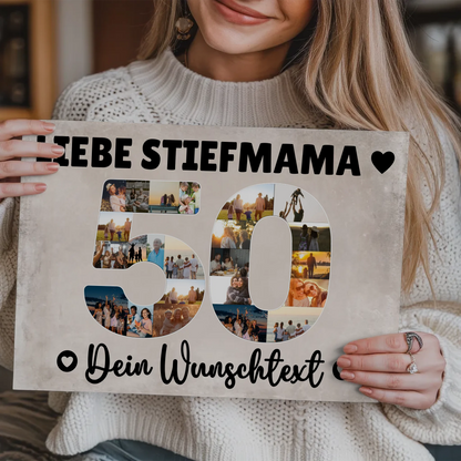 Magnet Poster mit Wunschtext 50 Geburtstag Stiefmama