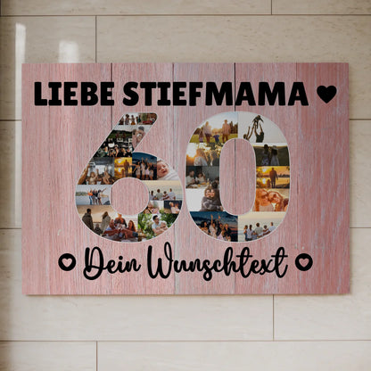 Magnet Wandbild mit Unterschriften 60 Geburtstag Stiefmama