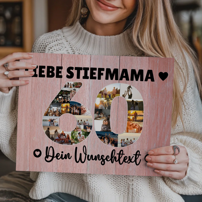 Magnet Wandbild mit Unterschriften 60 Geburtstag Stiefmama