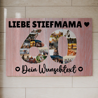Magnet Wandbild mit Unterschriften 60 Geburtstag Stiefmama