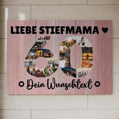 Magnet Wandbild mit Unterschriften 60 Geburtstag Stiefmama