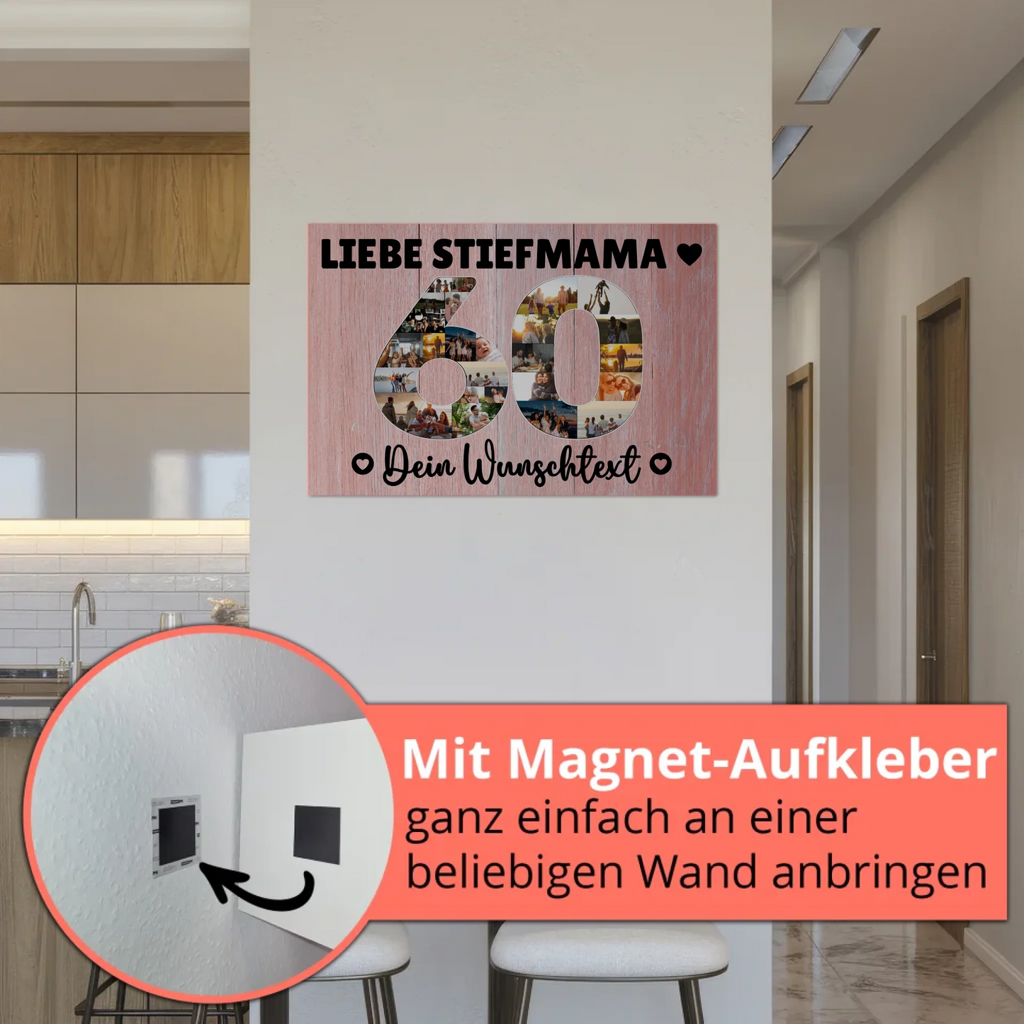 Magnet Wandbild mit Unterschriften 60 Geburtstag Stiefmama
