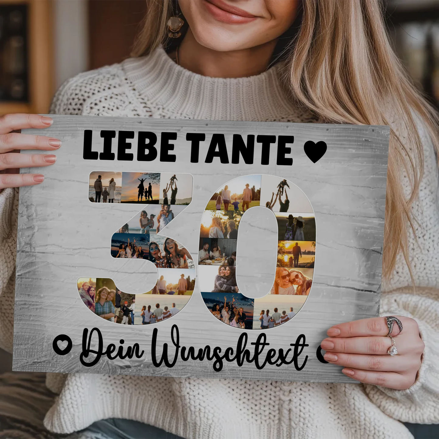 Magnetisches Fotoboard Poster mit Wunschtext zum 30. Geburtstag für Tante