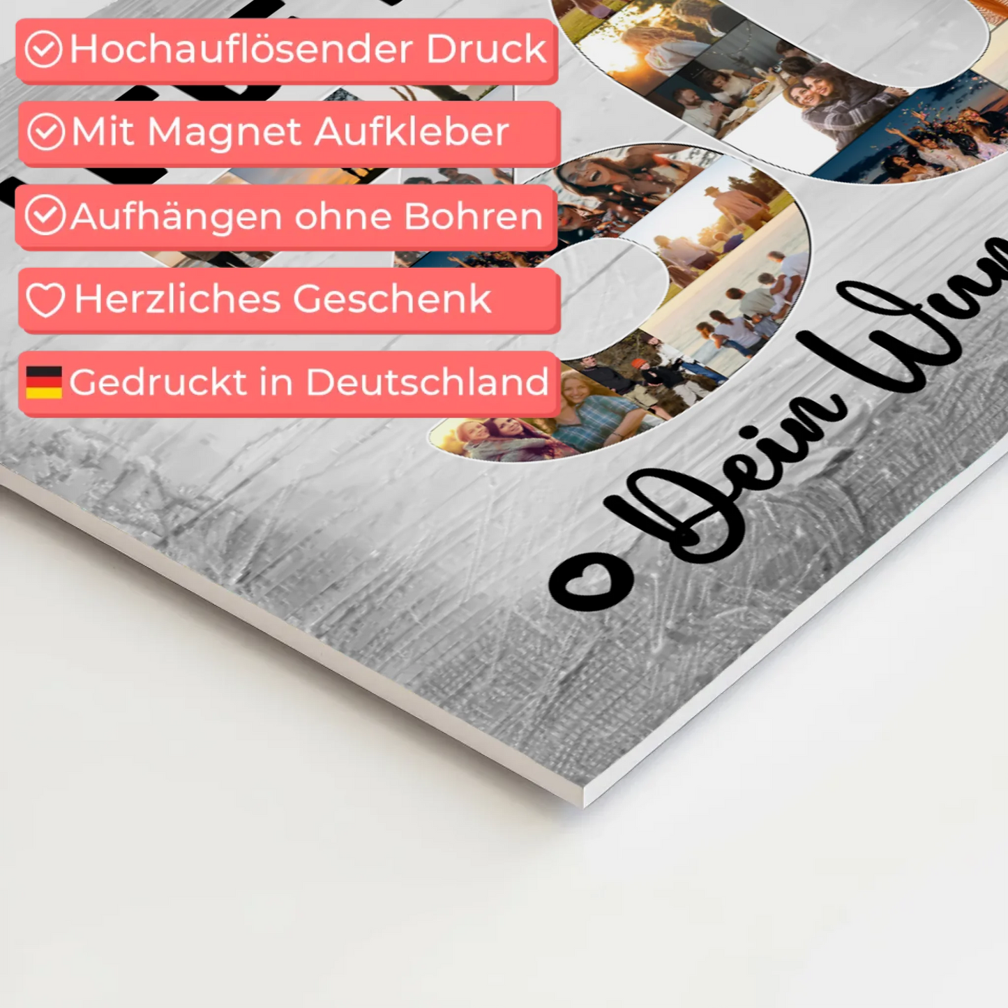 Magnetisches Fotoboard Poster mit Wunschtext zum 30. Geburtstag für Tante