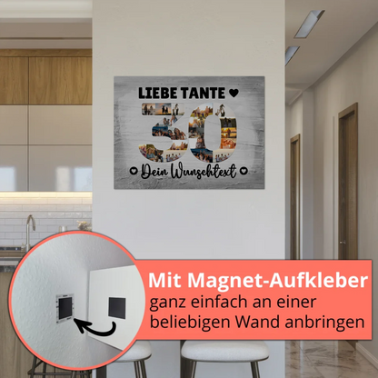 Magnetisches Fotoboard Poster mit Wunschtext zum 30. Geburtstag für Tante