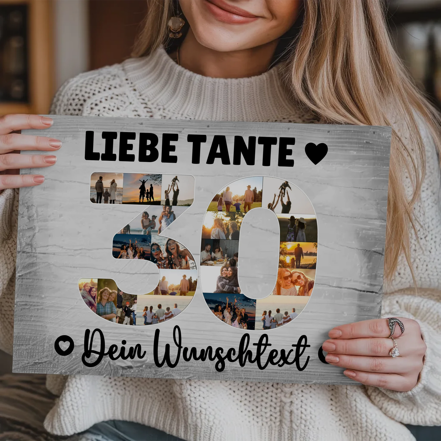 Magnetisches Fotoboard Poster mit Wunschtext zum 30. Geburtstag für Tante