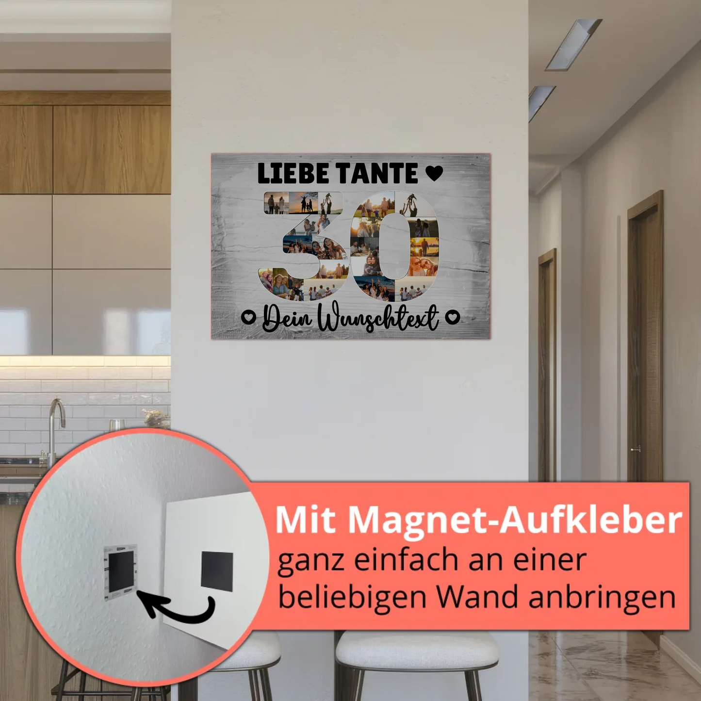 Magnetisches Fotoboard Poster mit Wunschtext zum 30. Geburtstag für Tante