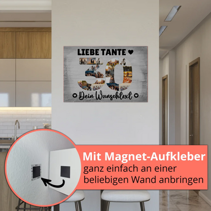 Magnetisches Fotoboard Poster mit Wunschtext zum 30. Geburtstag für Tante