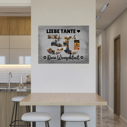 Magnetisches Fotoboard Poster mit Wunschtext zum 30. Geburtstag für Tante