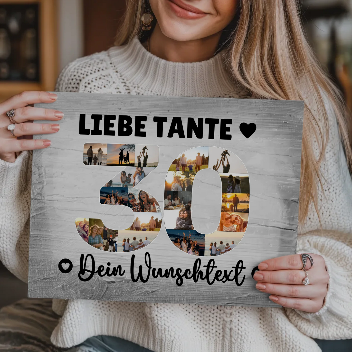 Magnetisches Fotoboard Poster mit Wunschtext zum 30. Geburtstag für Tante