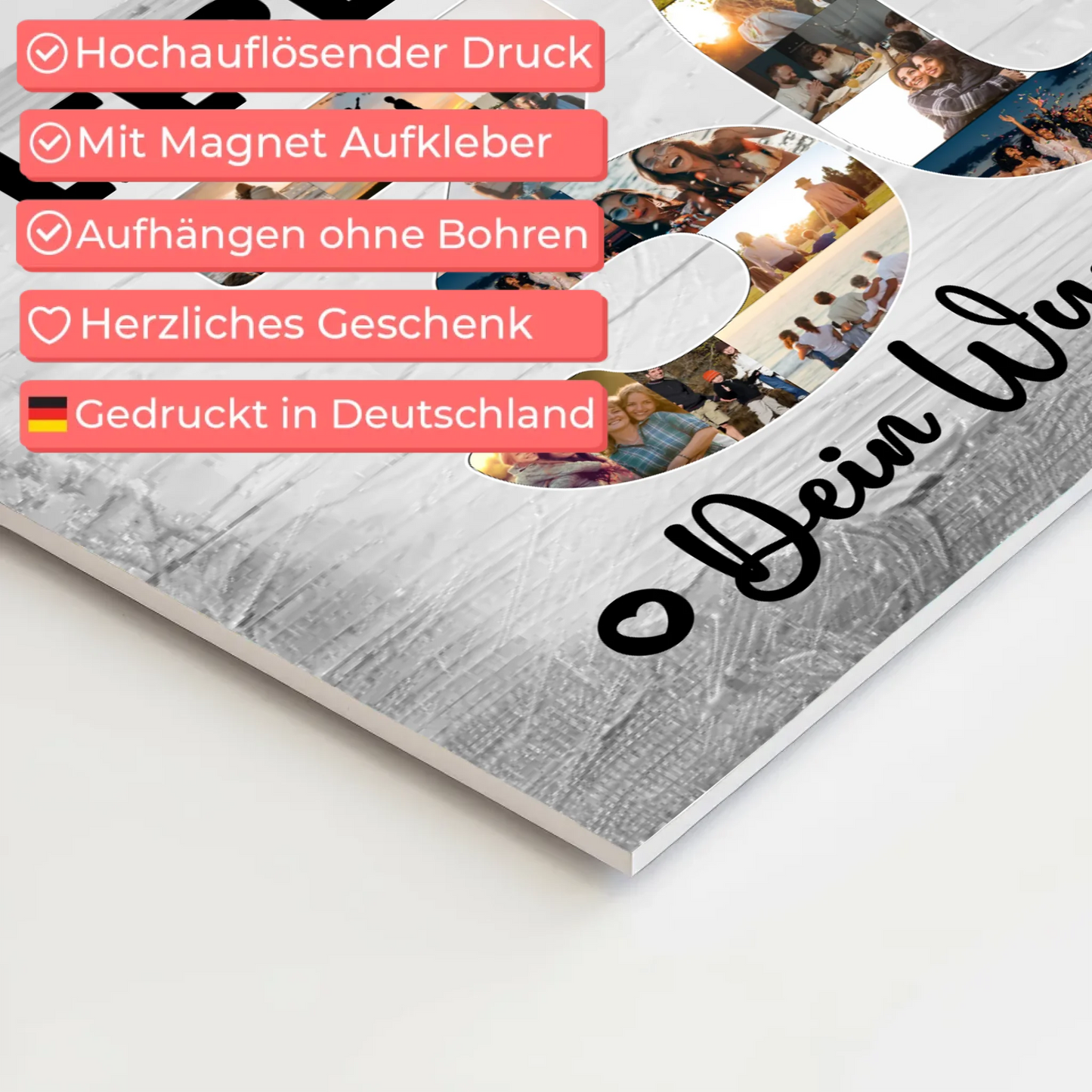 Magnetisches Fotoboard Poster mit Wunschtext zum 30. Geburtstag für Tante