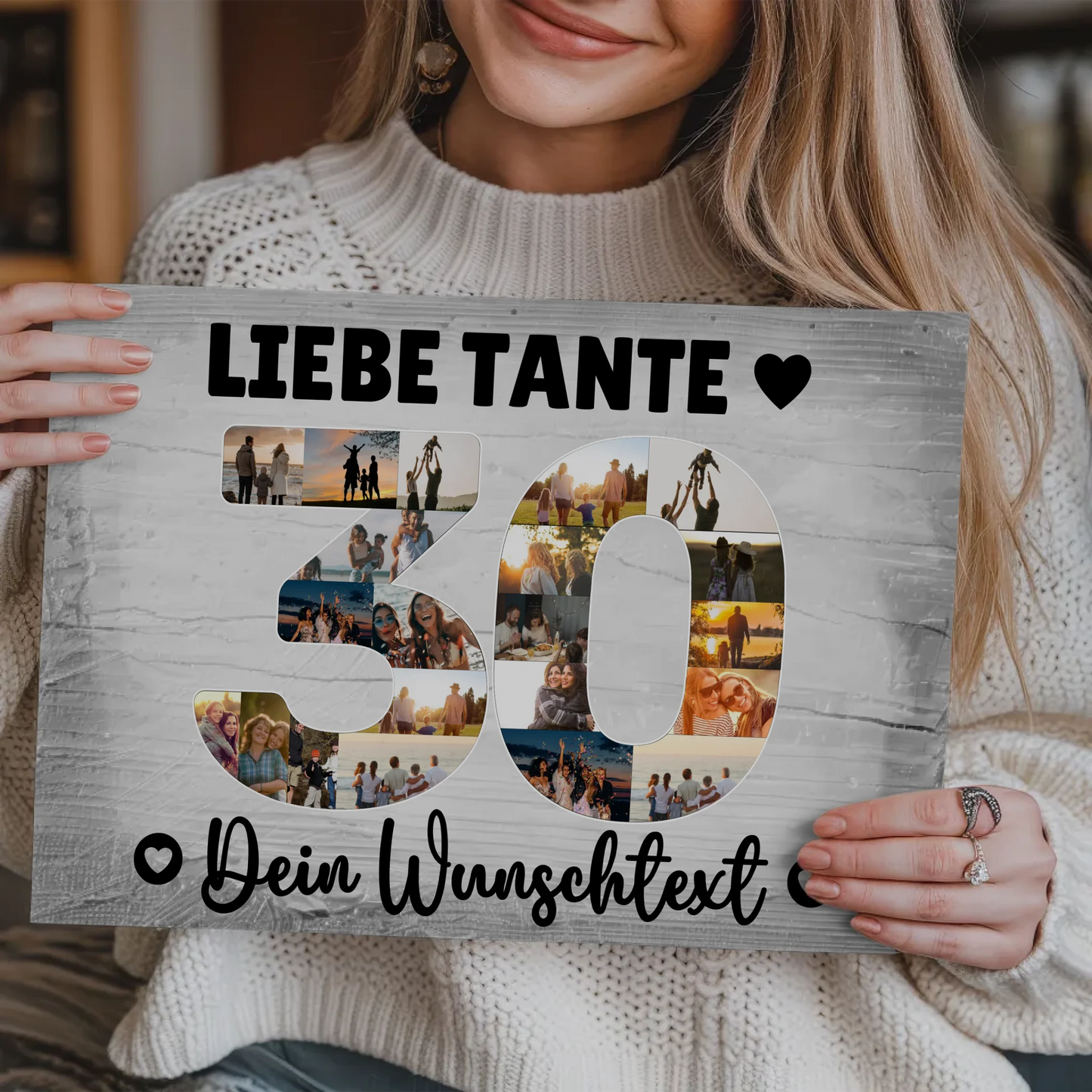 Magnetisches Fotoboard Poster mit Wunschtext zum 30. Geburtstag für Tante