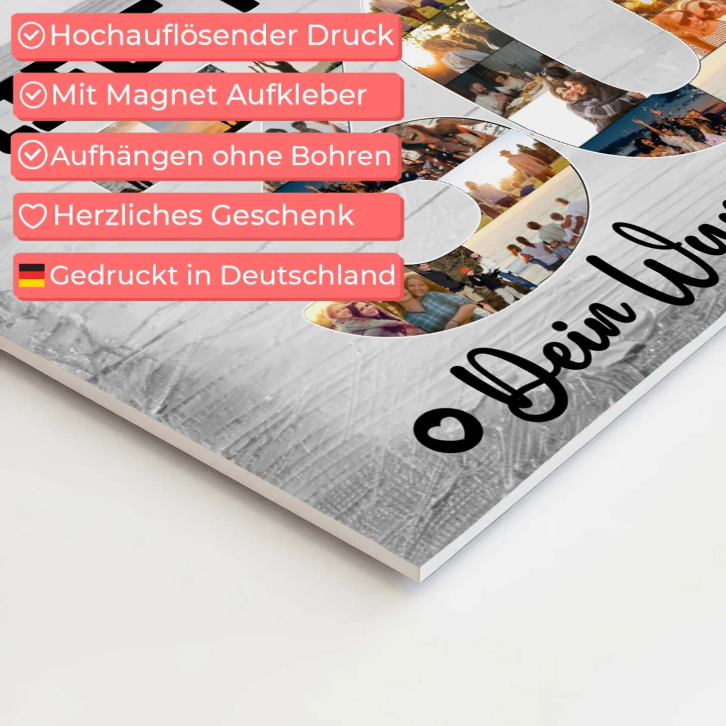 Magnetisches Fotoboard Poster mit Wunschtext zum 30. Geburtstag für Tante