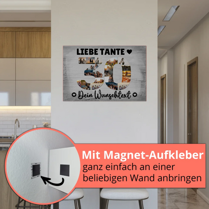 Magnetisches Fotoboard Poster mit Wunschtext zum 30. Geburtstag für Tante