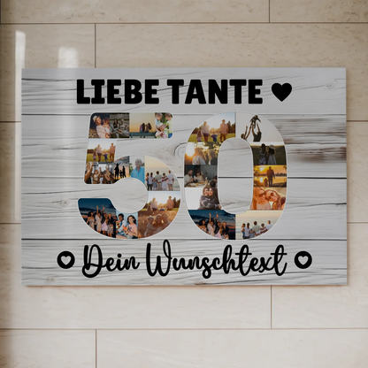 Fotoboard Poster magnetisch mit Wunschtext 50 Geburtstag Tante