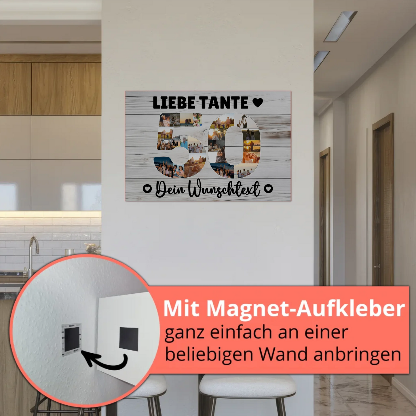 Fotoboard Poster magnetisch mit Wunschtext 50 Geburtstag Tante