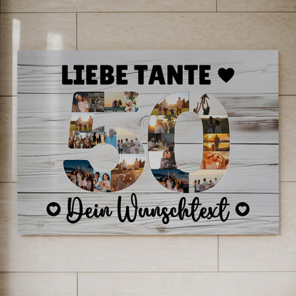 Fotoboard Poster magnetisch mit Wunschtext 50 Geburtstag Tante