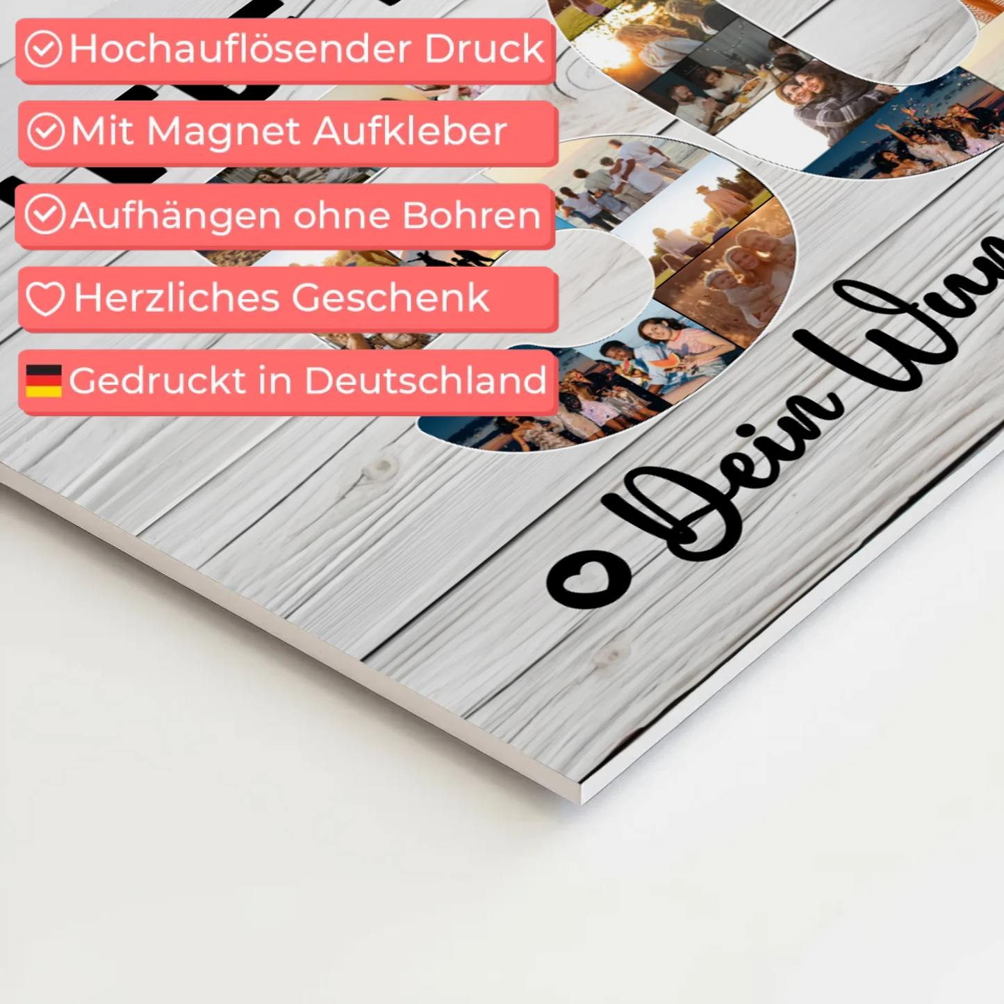 Fotoboard Poster magnetisch mit Wunschtext 50 Geburtstag Tante