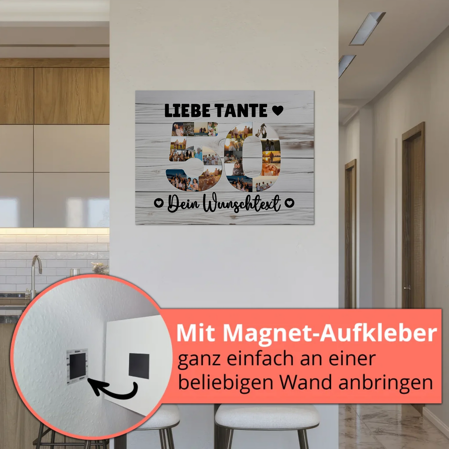 Fotoboard Poster magnetisch mit Wunschtext 50 Geburtstag Tante