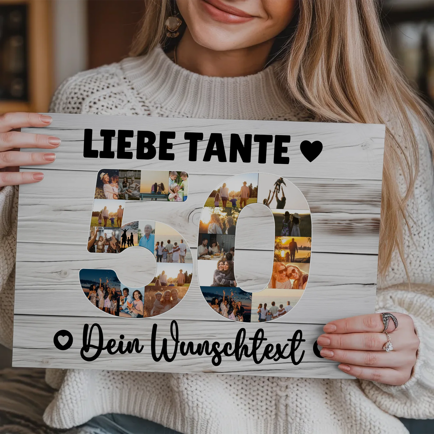 Fotoboard Poster magnetisch mit Wunschtext 50 Geburtstag Tante