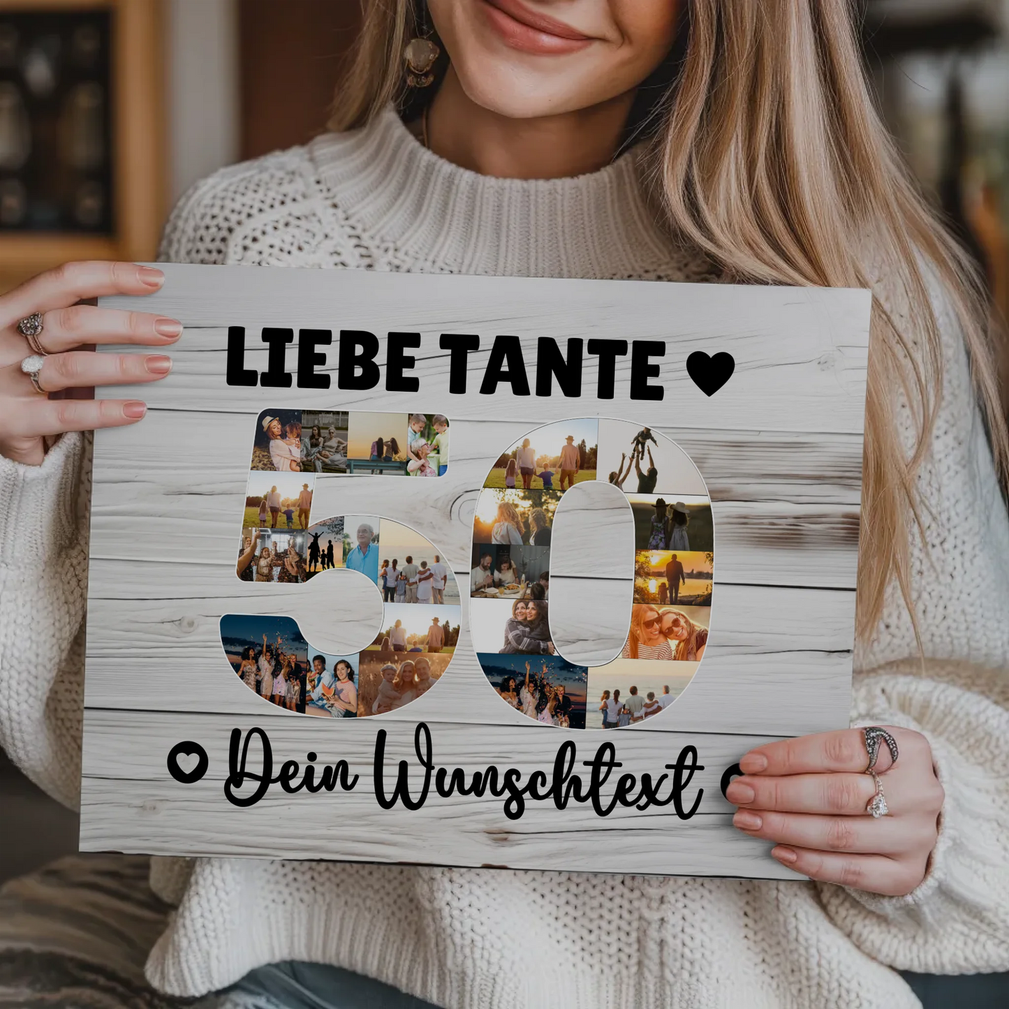 Fotoboard Poster magnetisch mit Wunschtext 50 Geburtstag Tante