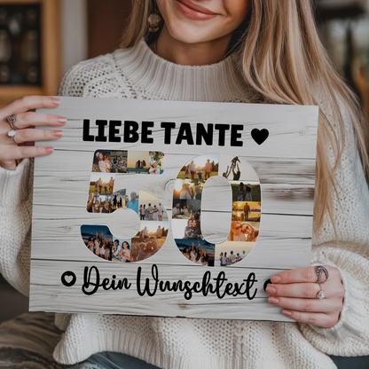Fotoboard Poster magnetisch mit Wunschtext 50 Geburtstag Tante