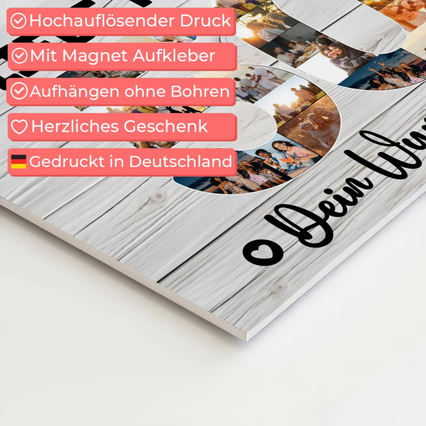 Fotoboard Poster magnetisch mit Wunschtext 50 Geburtstag Tante