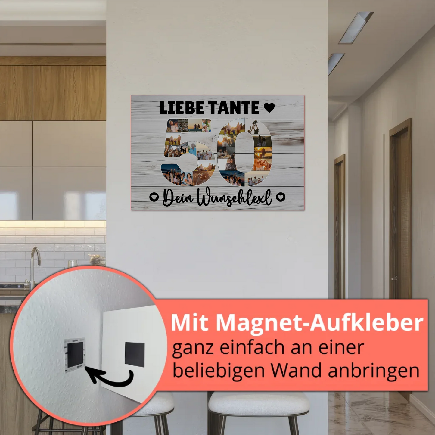 Fotoboard Poster magnetisch mit Wunschtext 50 Geburtstag Tante