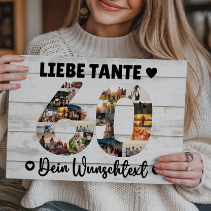 Magnetisches Fotoboard mit Unterschriften 60 Geburtstag Tante