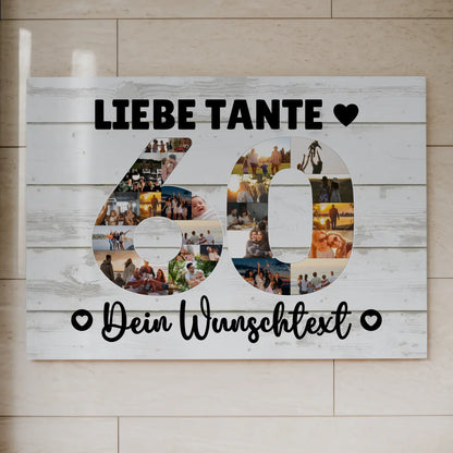 Magnetisches Fotoboard mit Unterschriften 60 Geburtstag Tante