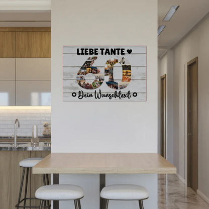 Magnetisches Fotoboard mit Unterschriften 60 Geburtstag Tante