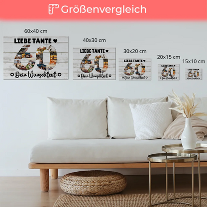 Magnetisches Fotoboard mit Unterschriften 60 Geburtstag Tante