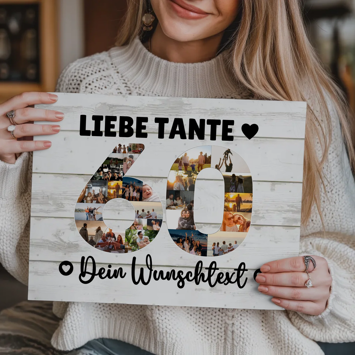 Magnetisches Fotoboard mit Unterschriften 60 Geburtstag Tante