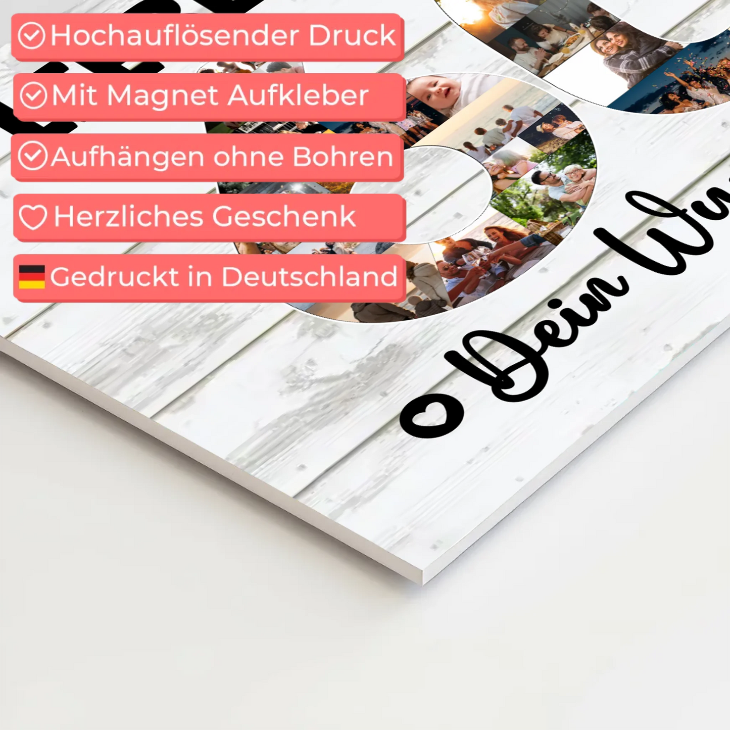 Magnetisches Fotoboard mit Unterschriften 60 Geburtstag Tante