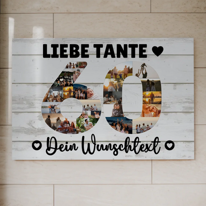 Magnetisches Fotoboard mit Unterschriften 60 Geburtstag Tante