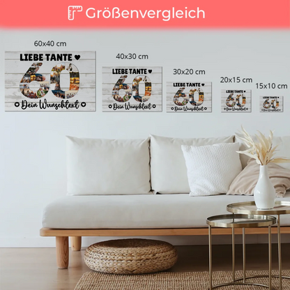 Magnetisches Fotoboard mit Unterschriften 60 Geburtstag Tante