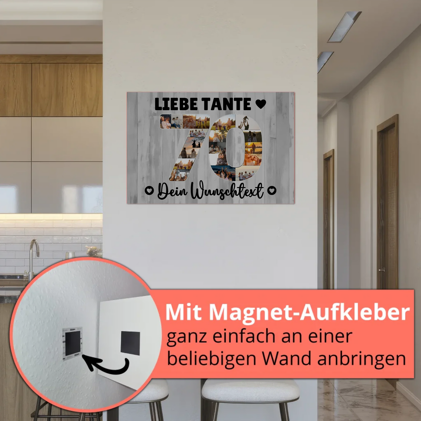 Magnet Poster mit Wunschtext 70 Geburtstag für Tante