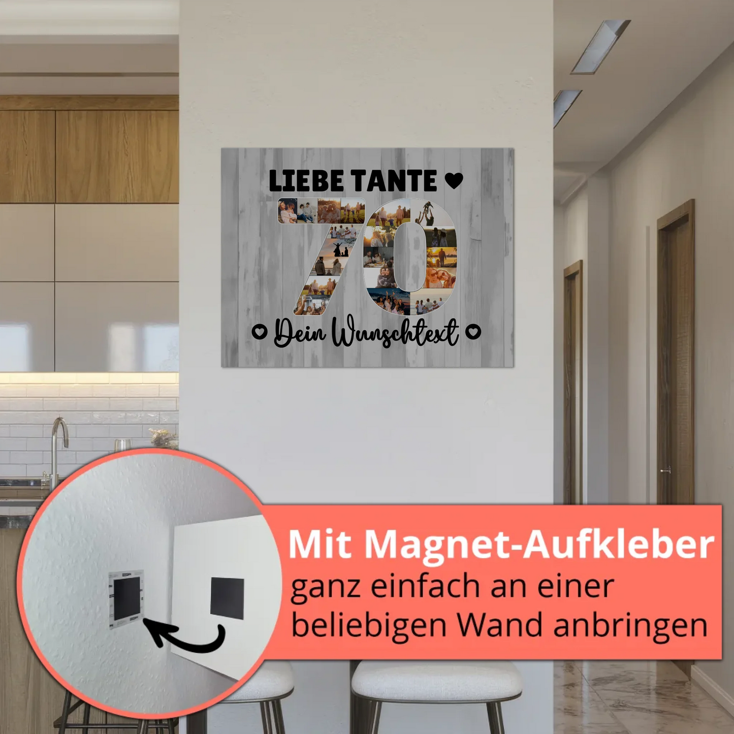 Magnet Poster mit Wunschtext 70 Geburtstag für Tante