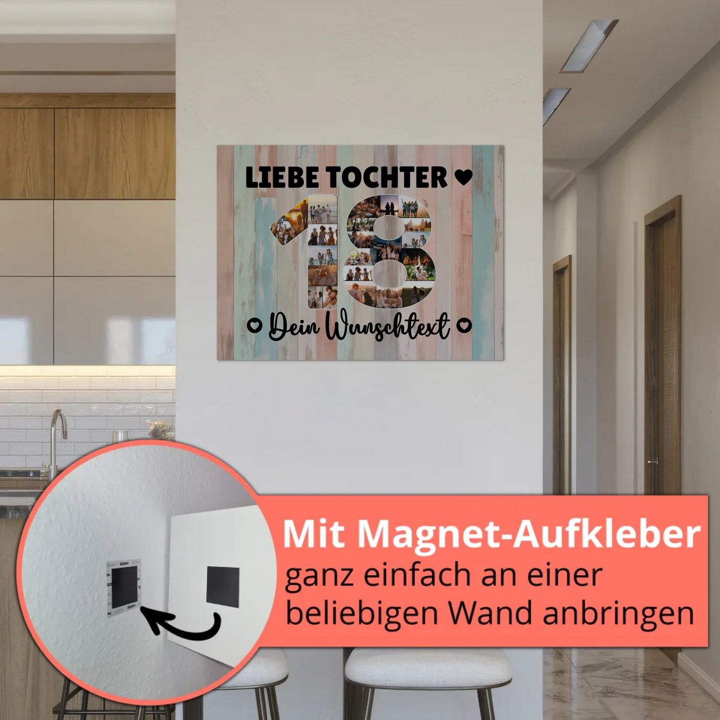 Magnet Wandbild mit Unterschriften 18 Geburtstag Tochter
