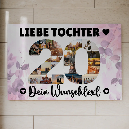 Magnetisches Fotoboard Poster mit Wunschtext 20 Geburtstag Tochter