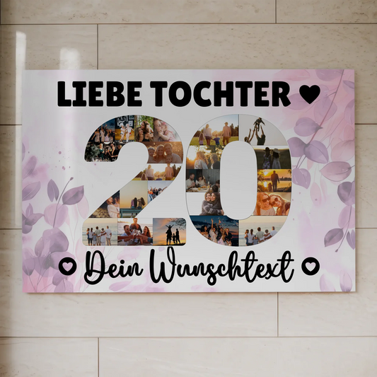 Magnetisches Fotoboard Poster mit Wunschtext 20 Geburtstag Tochter