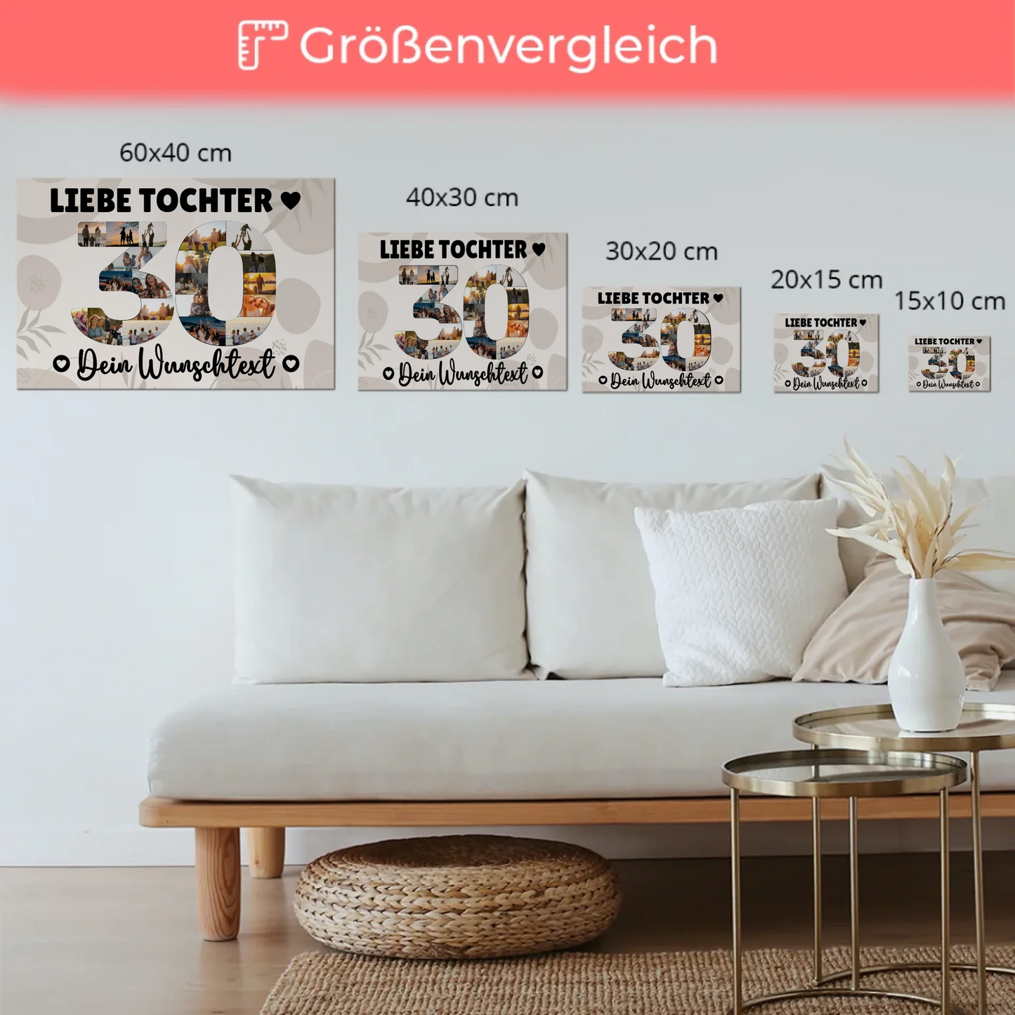 Fotoboard Magnet Poster mit Unterschriften 30 Geburtstag Tochter