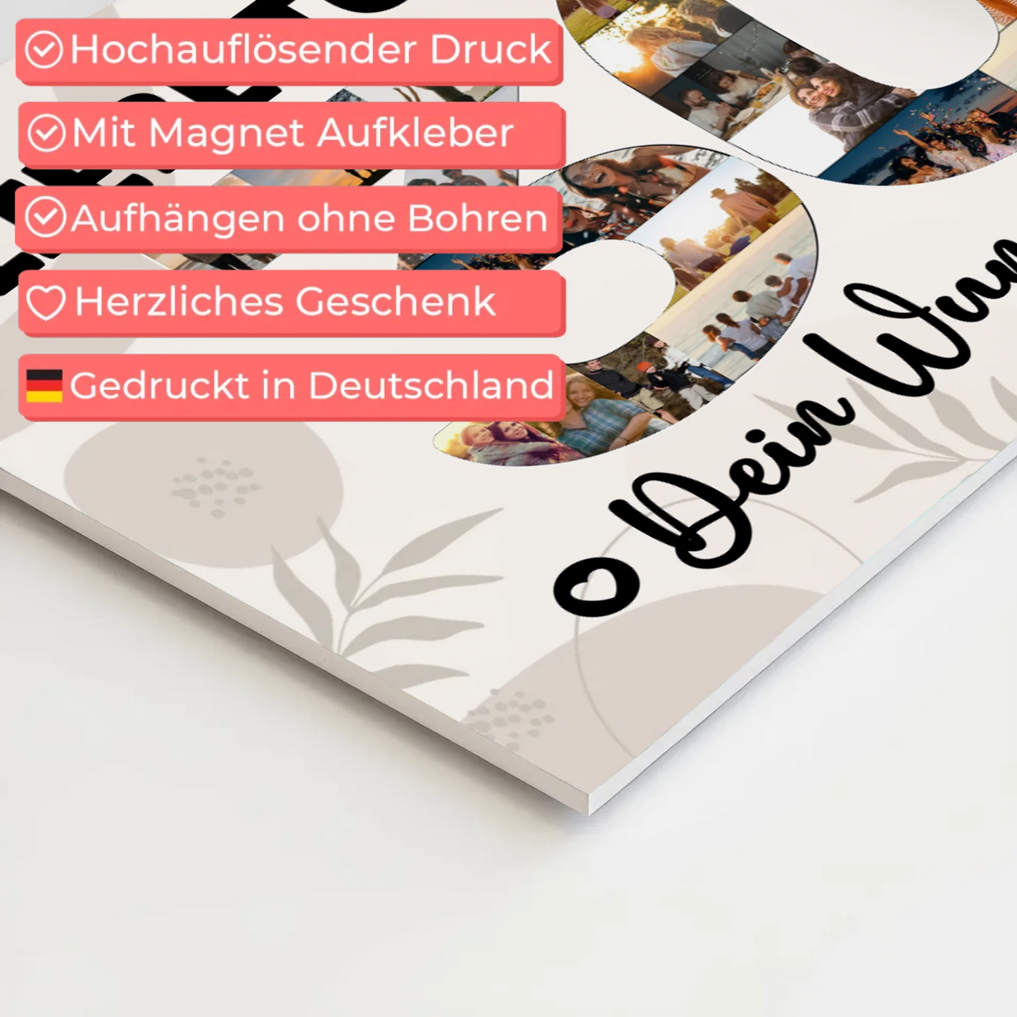 Fotoboard Magnet Poster mit Unterschriften 30 Geburtstag Tochter