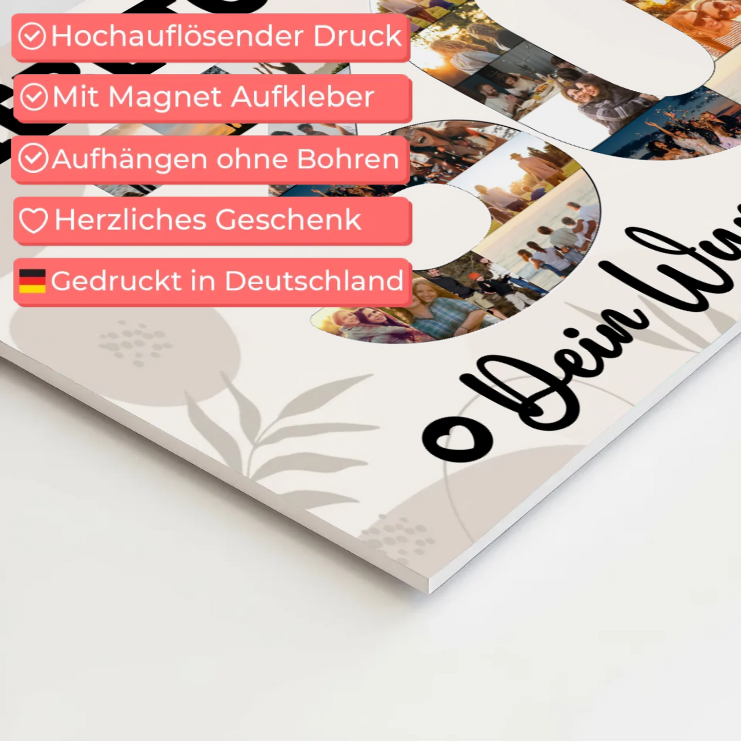 Fotoboard Magnet Poster mit Unterschriften 30 Geburtstag Tochter