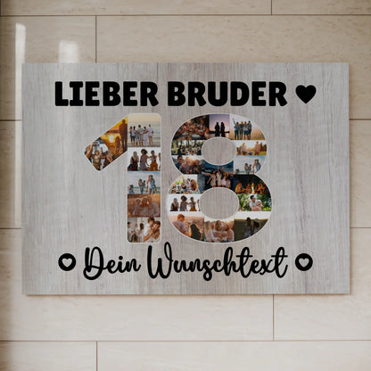 Fotoboard Poster magnetisch mit Wunschtext 18 Geburtstag Bruder